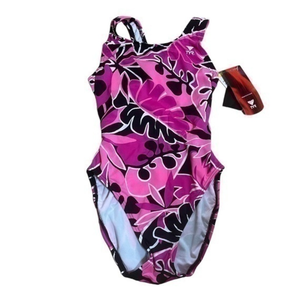 TYR Girl’s Maxfit Swimsuit- Pink Black - Size 32 (13/
